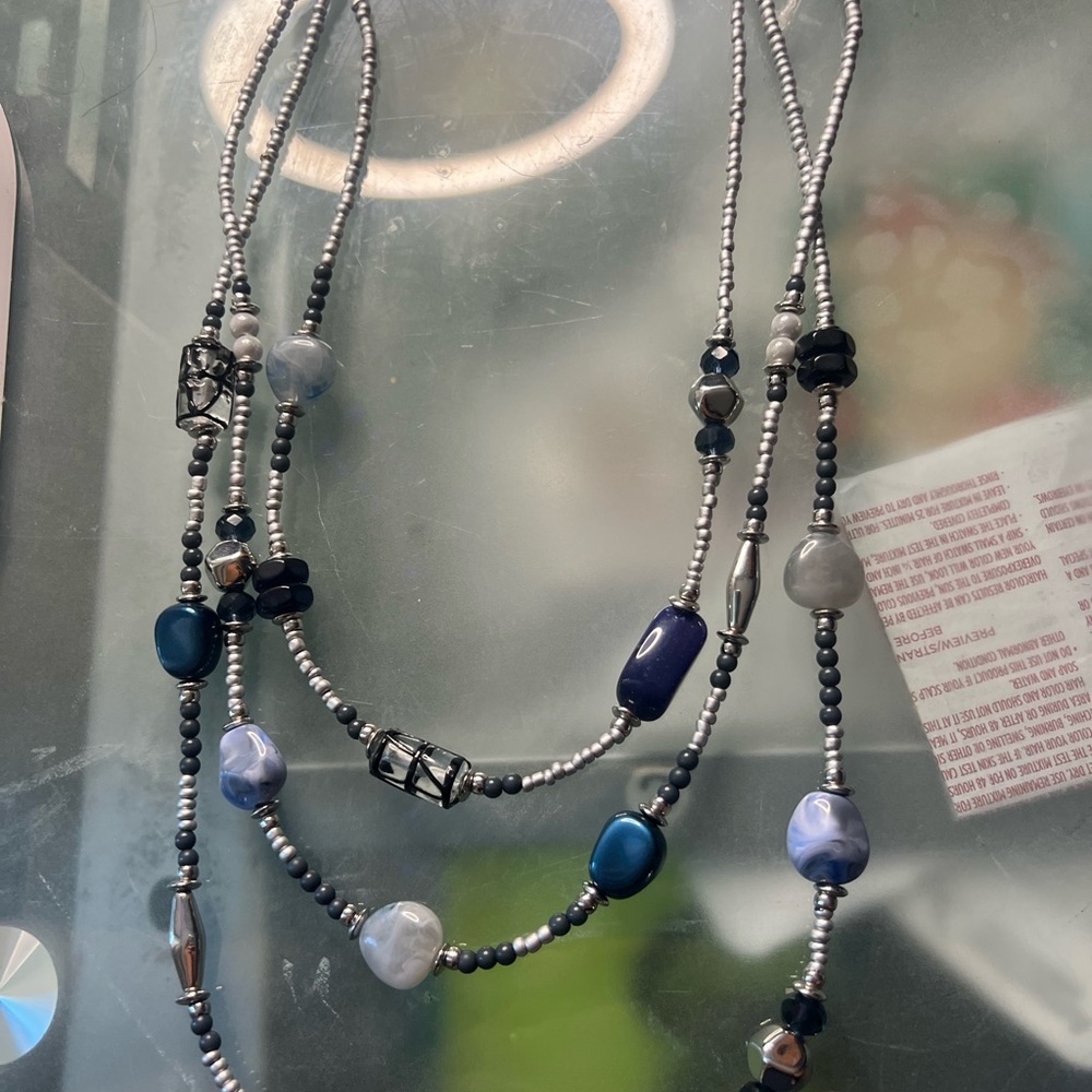 Chico's Silver and Blue Multi-Strand Necklace